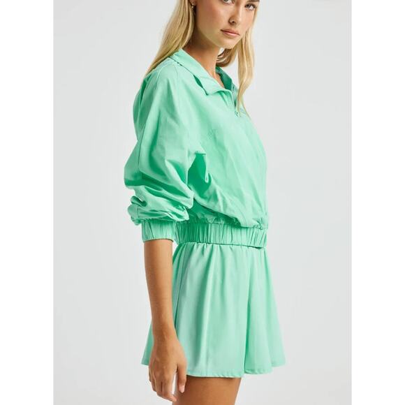 Year of Ours YOS Windbreaker Lucite Green Zip Crop Jacket S - Picture 7 of 14